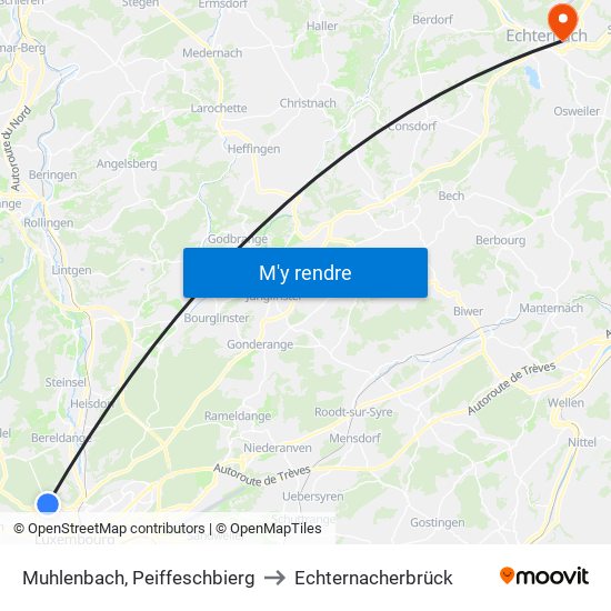 Muhlenbach, Peiffeschbierg to Echternacherbrück map