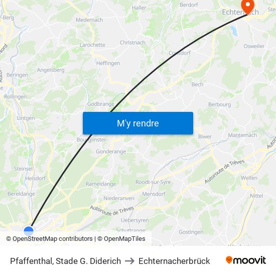 Pfaffenthal, Stade G. Diderich to Echternacherbrück map