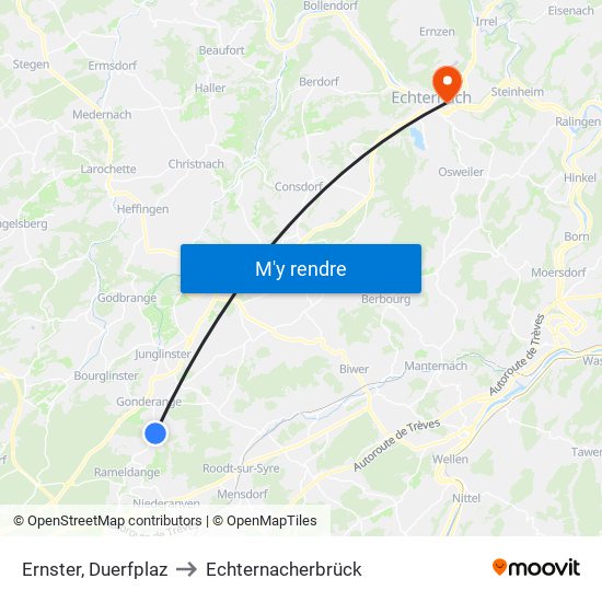 Ernster, Duerfplaz to Echternacherbrück map