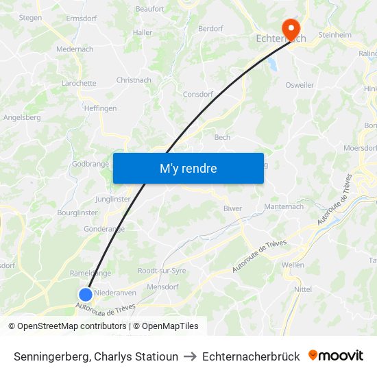 Senningerberg, Charlys Statioun to Echternacherbrück map