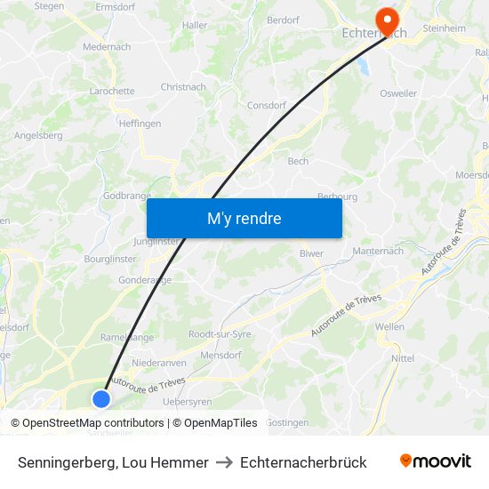 Senningerberg, Lou Hemmer to Echternacherbrück map