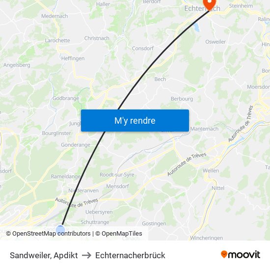 Sandweiler, Apdikt to Echternacherbrück map