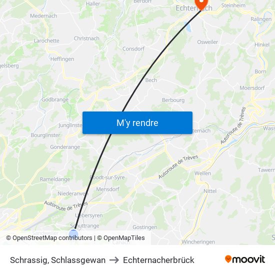 Schrassig, Schlassgewan to Echternacherbrück map