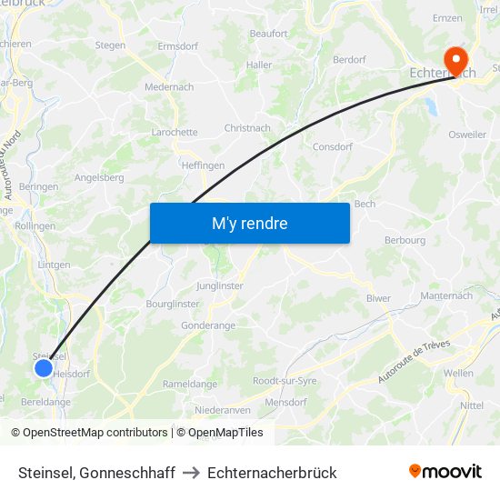 Steinsel, Gonneschhaff to Echternacherbrück map