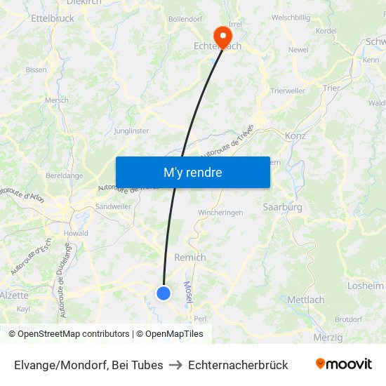 Elvange/Mondorf, Bei Tubes to Echternacherbrück map