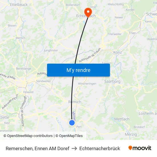 Remerschen, Ennen AM Doref to Echternacherbrück map