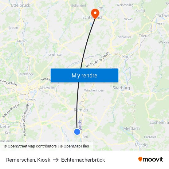 Remerschen, Kiosk to Echternacherbrück map