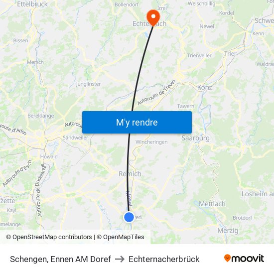 Schengen, Ennen AM Doref to Echternacherbrück map