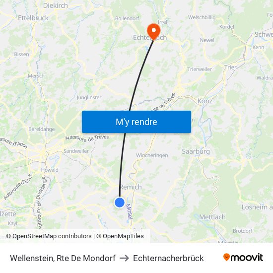 Wellenstein, Rte De Mondorf to Echternacherbrück map