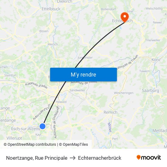 Noertzange, Rue Principale to Echternacherbrück map