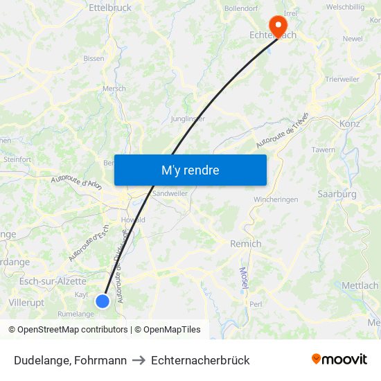 Dudelange, Fohrmann to Echternacherbrück map