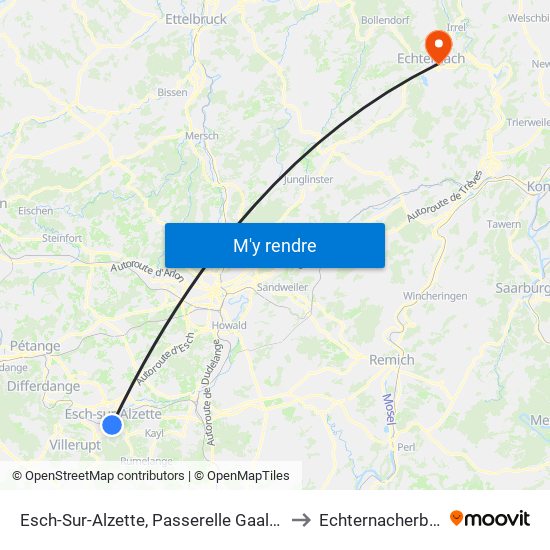 Esch-Sur-Alzette, Passerelle Gaalgebierg to Echternacherbrück map