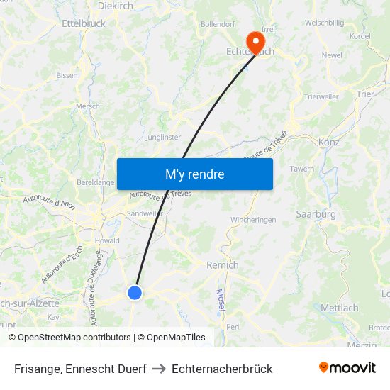 Frisange, Ennescht Duerf to Echternacherbrück map