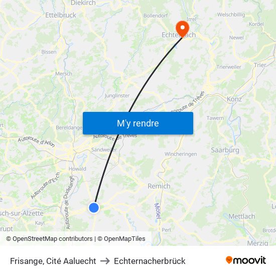 Frisange, Cité Aaluecht to Echternacherbrück map