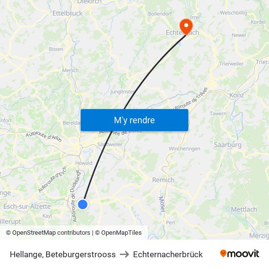 Hellange, Beteburgerstrooss to Echternacherbrück map