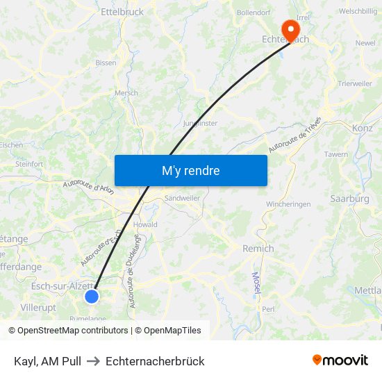 Kayl, AM Pull to Echternacherbrück map