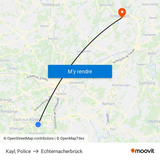 Kayl, Police to Echternacherbrück map