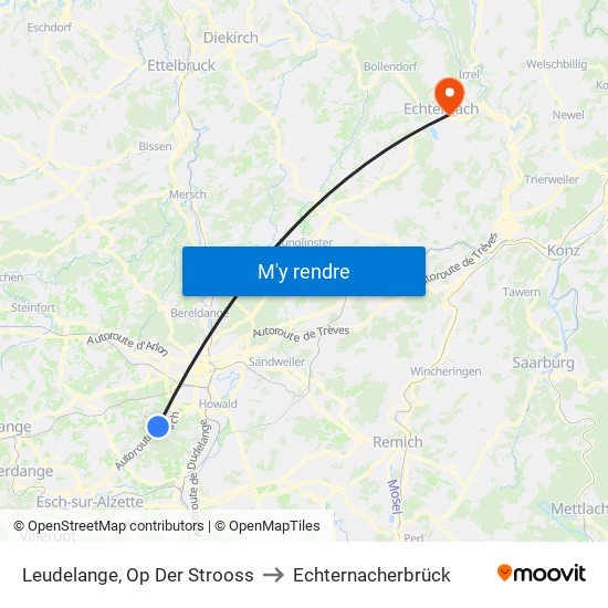 Leudelange, Op Der Strooss to Echternacherbrück map