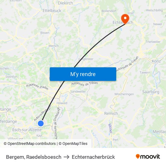 Bergem, Raedelsboesch to Echternacherbrück map
