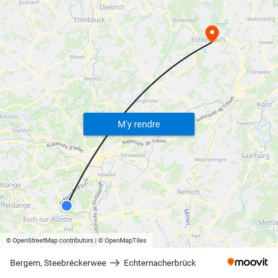 Bergem, Steebréckerwee to Echternacherbrück map