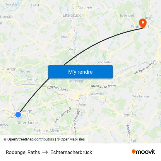 Rodange, Raths to Echternacherbrück map