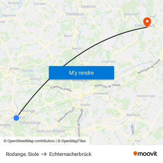 Rodange, Siole to Echternacherbrück map