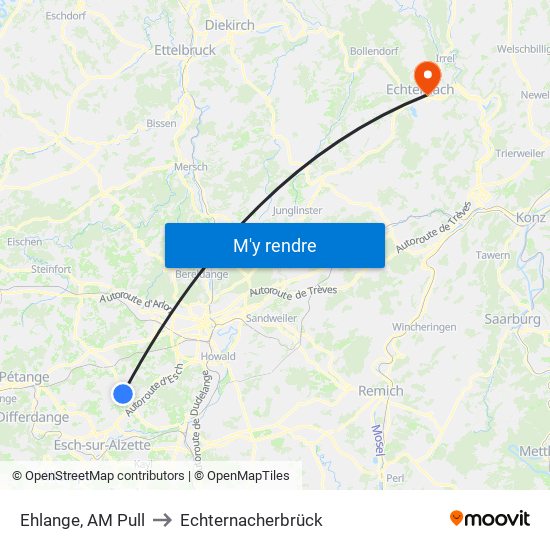 Ehlange, AM Pull to Echternacherbrück map