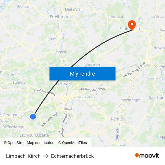 Limpach, Kiirch to Echternacherbrück map