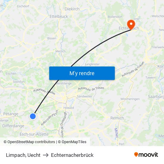 Limpach, Uecht to Echternacherbrück map