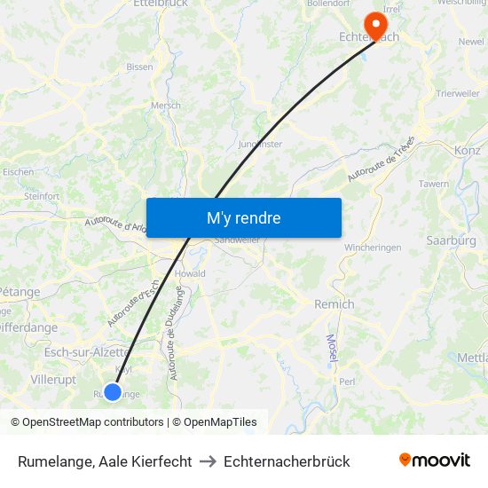 Rumelange, Aale Kierfecht to Echternacherbrück map