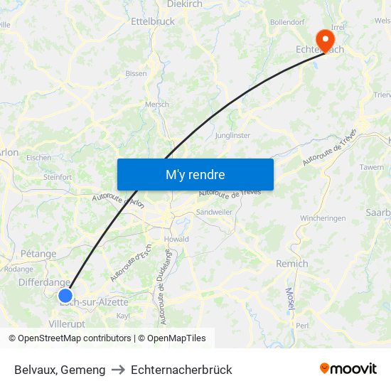 Belvaux, Gemeng to Echternacherbrück map