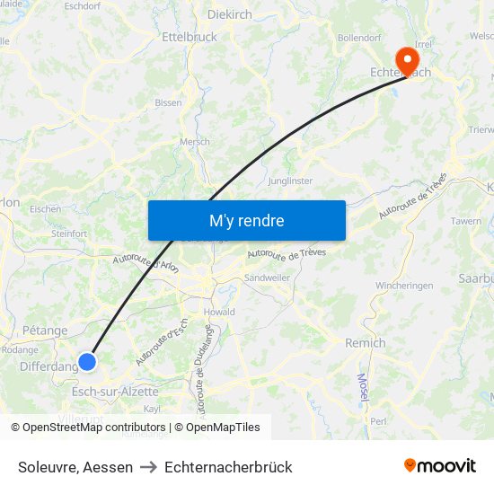 Soleuvre, Aessen to Echternacherbrück map