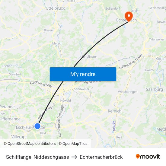 Schifflange, Niddeschgaass to Echternacherbrück map