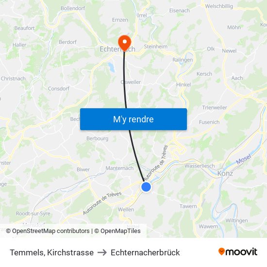 Temmels, Kirchstrasse to Echternacherbrück map