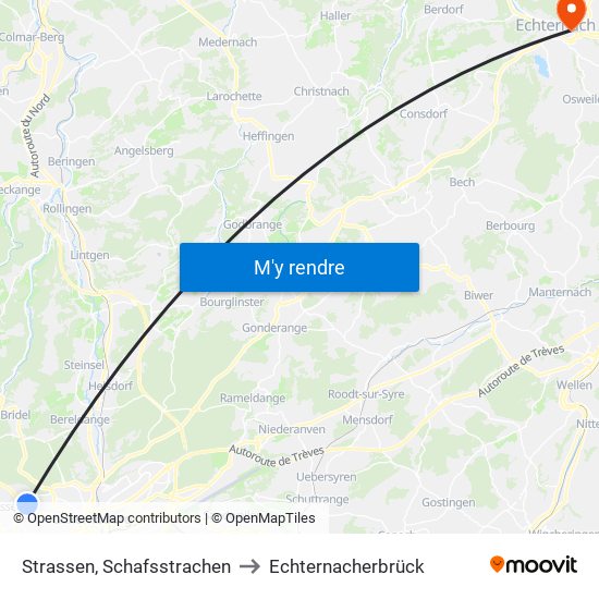 Strassen, Schafsstrachen to Echternacherbrück map