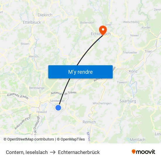 Contern, Ieselslach to Echternacherbrück map