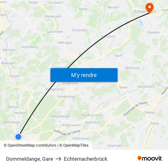 Dommeldange, Gare to Echternacherbrück map