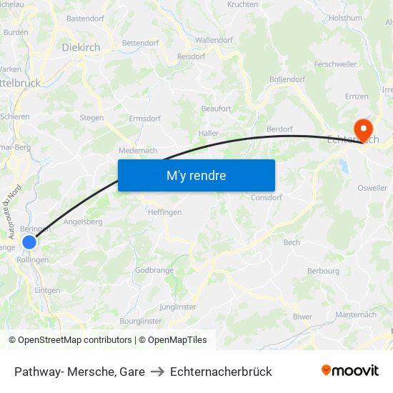 Pathway- Mersche, Gare to Echternacherbrück map