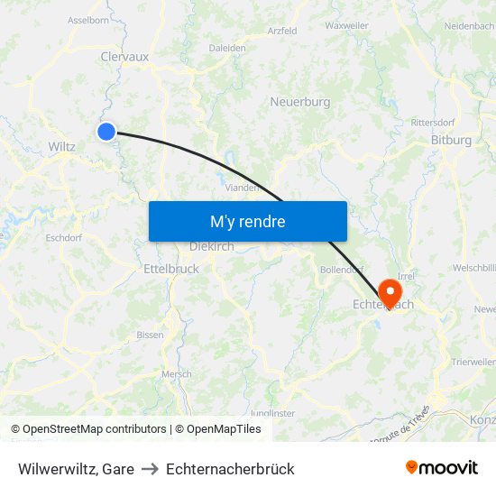 Wilwerwiltz, Gare to Echternacherbrück map