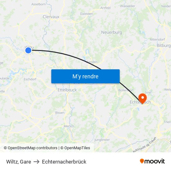 Wiltz, Gare to Echternacherbrück map