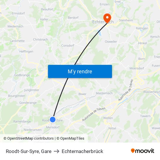 Roodt-Sur-Syre, Gare to Echternacherbrück map