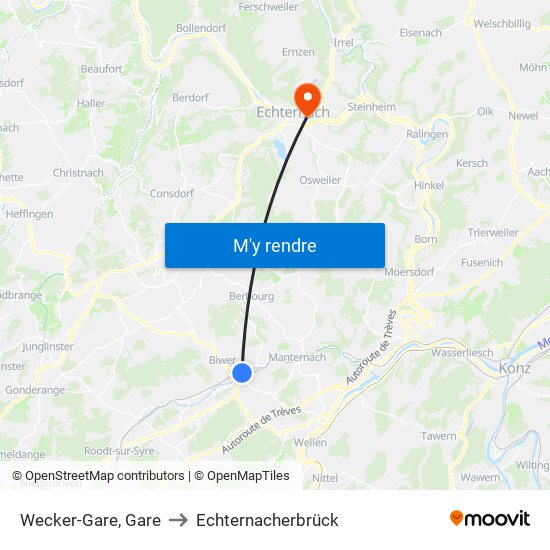 Wecker-Gare, Gare to Echternacherbrück map