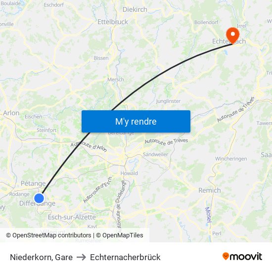 Niederkorn, Gare to Echternacherbrück map