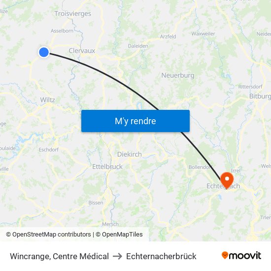 Wincrange, Centre Médical to Echternacherbrück map