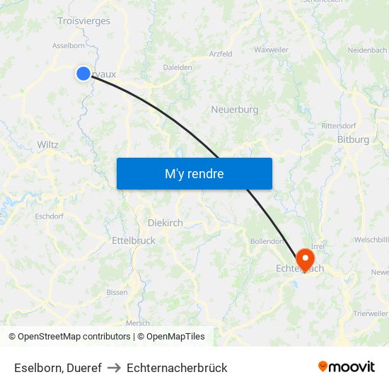 Eselborn, Dueref to Echternacherbrück map