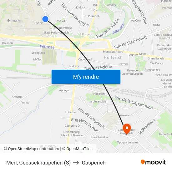 Merl, Geesseknäppchen (S) to Gasperich map