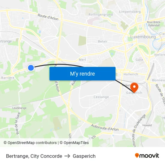 Bertrange, City Concorde to Gasperich map