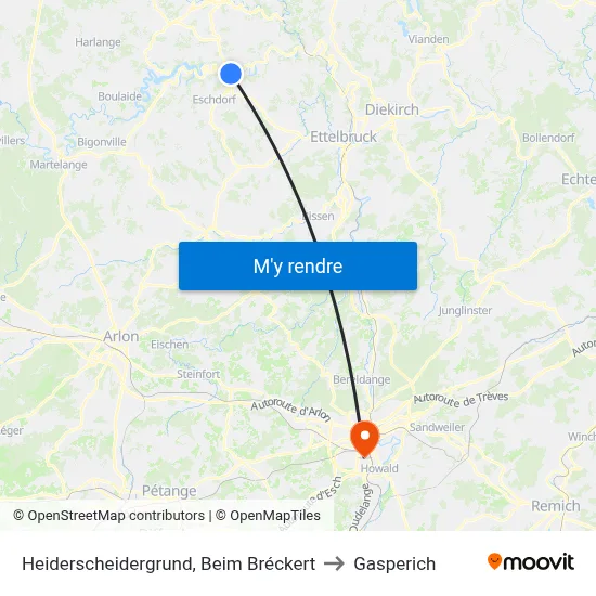 Heiderscheidergrund, Beim Bréckert to Gasperich map
