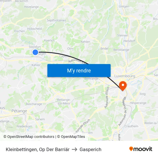 Kleinbettingen, Op Der Barriär to Gasperich map