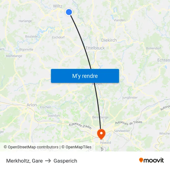 Merkholtz, Gare to Gasperich map